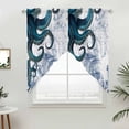 thumbnail image 2 of Swag Valance Curtains for Windows, Nautical Blue Octopus Light Filtering Kitchen Curtains with Rod Pocket, Coastal Ocean Summer Boat Window Treatment Valances for Living Room, 36x36 - 2 PCS, 2 of 9