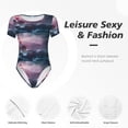 thumbnail image 6 of Rateoe lighthouse Waves Torrential Rain Printed Women Rash Guard Short Sleeve,Tummy control Swimsuit Surfing Swimsuit Bathing Suit Short-sleeved Onesie UPF 50+, 6 of 6