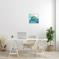 thumbnail image 2 of Sea Tortoise and Fish over Blue Nautical Ocean Map Animals & Insects Framed Art Print Wall Art, 17x17, 2 of 7