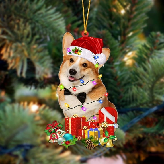 Acrylic 2D FLAT Pembroke Welsh Corgi 2-Dog Be Christmas Tree Hanging Ornament