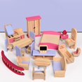 thumbnail image 3 of Vinatge Style 1/12 Casa de muñecas Miniatura Cama de madera Escritorio Muebles para vivir 20 piezas perfke sofá de la casa de muñecas, 3 of 9