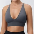 thumbnail image 3 of XFHLMJFF Women Bra V Neck Long Line Sports Bra Strap Padded Cup Adjustable Thin Strap Fitness Yoga Short Top Everyday Lingerie, 3 of 7