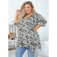 thumbnail image 2 of SHOWMALL Plus Size Tunic Top for women 3/4 Sleeve Blouse Grey Sakura 4X Clothes Swing Top Crewneck Maternity Loose Fitting Clothing Shirt, 2 of 7