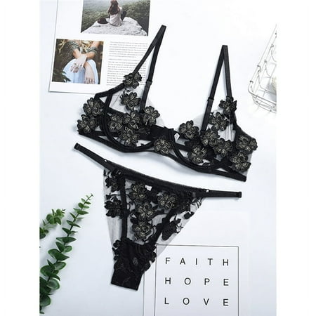 

Sexy Floral Embroidered Lace Lingerie Set