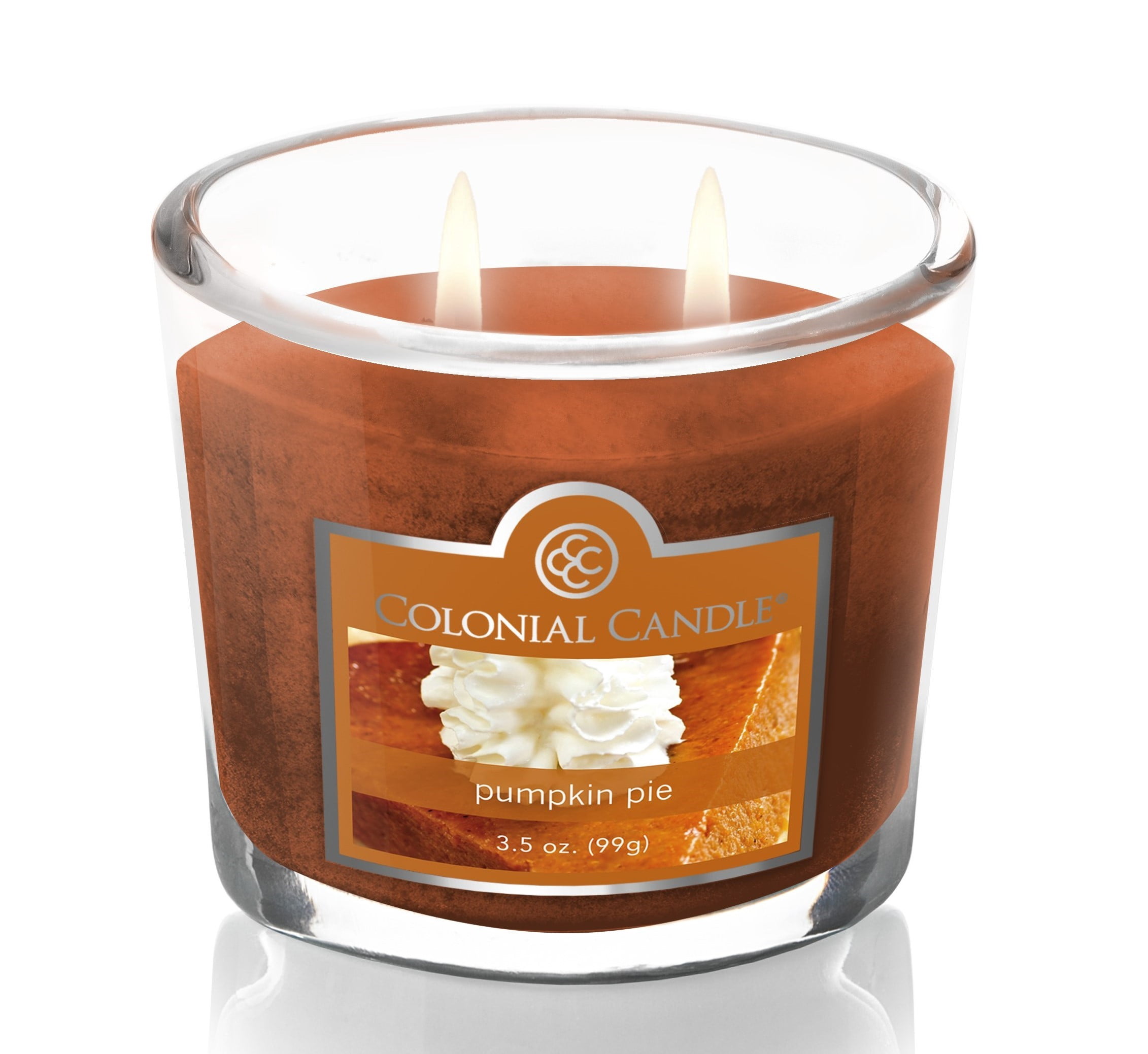 Colonial Candle Pumpkin Pie Scented Jar Candle - Classic Ovals - 2 Wick - 3.5 oz - 20h Burn