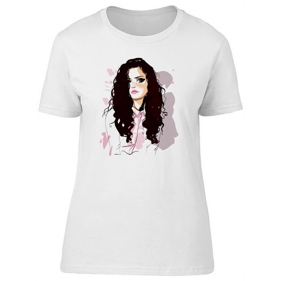 Cute Brunette Fashion Lady T-Shirt Women -Image by Shutterstock, Female Medium