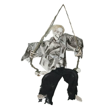 Fun Express - Kicking Reaper On Swing for Halloween - Home Decor - Decorative Accessories - Home Accents - Halloween - 1 Piece