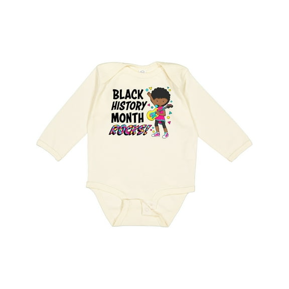 Inktastic Black History Month Rocks- Girl with Guitar Boys or Girls Long Sleeve Baby Bodysuit