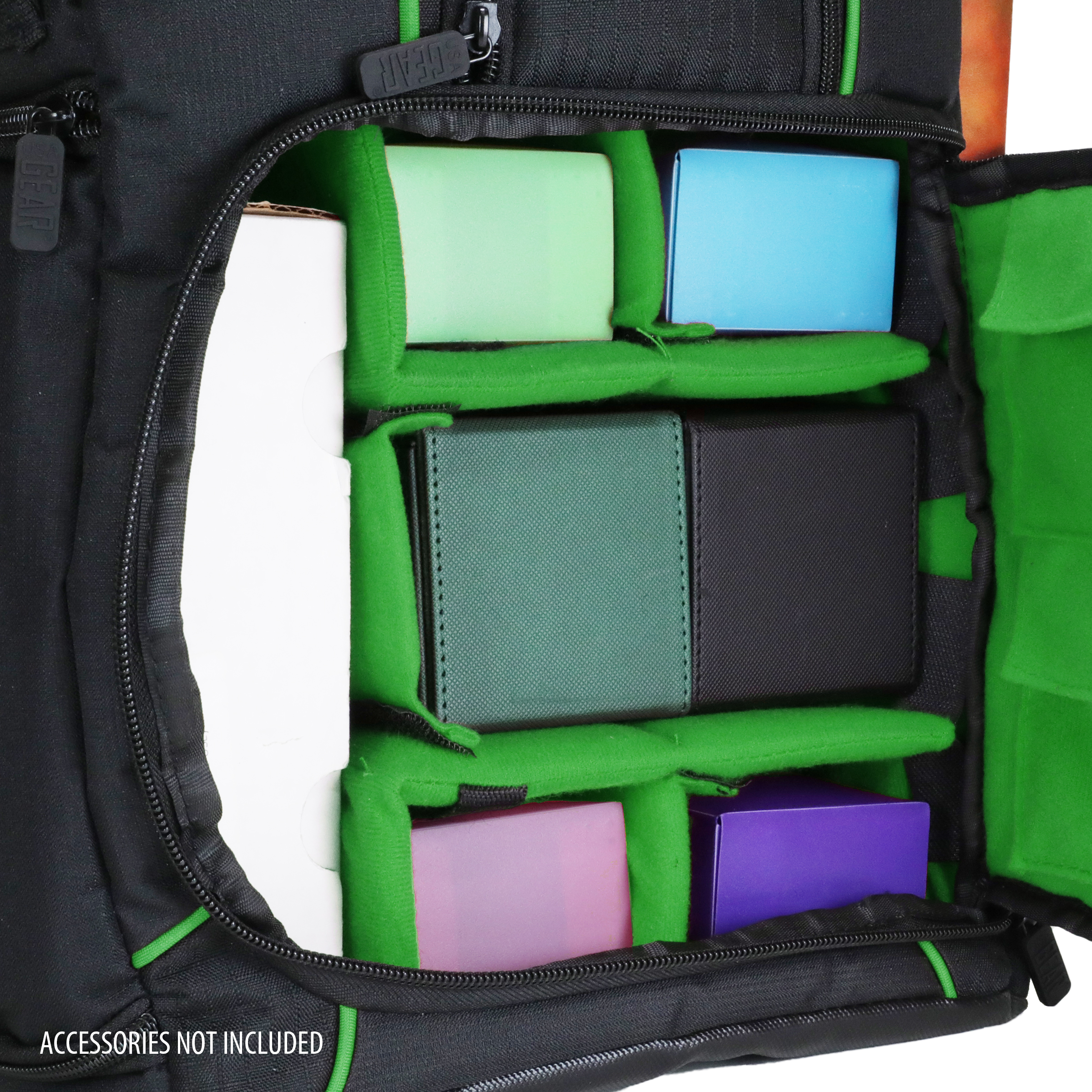 USA Gear MTG Backpack Compatible with Magic the Gathering, Playmat, Customizable Interior (Green)