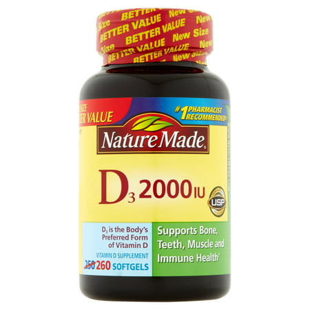 Nature Made La vitamine D3 Gélules Complément alimentaire, 2000 UI, 260 count