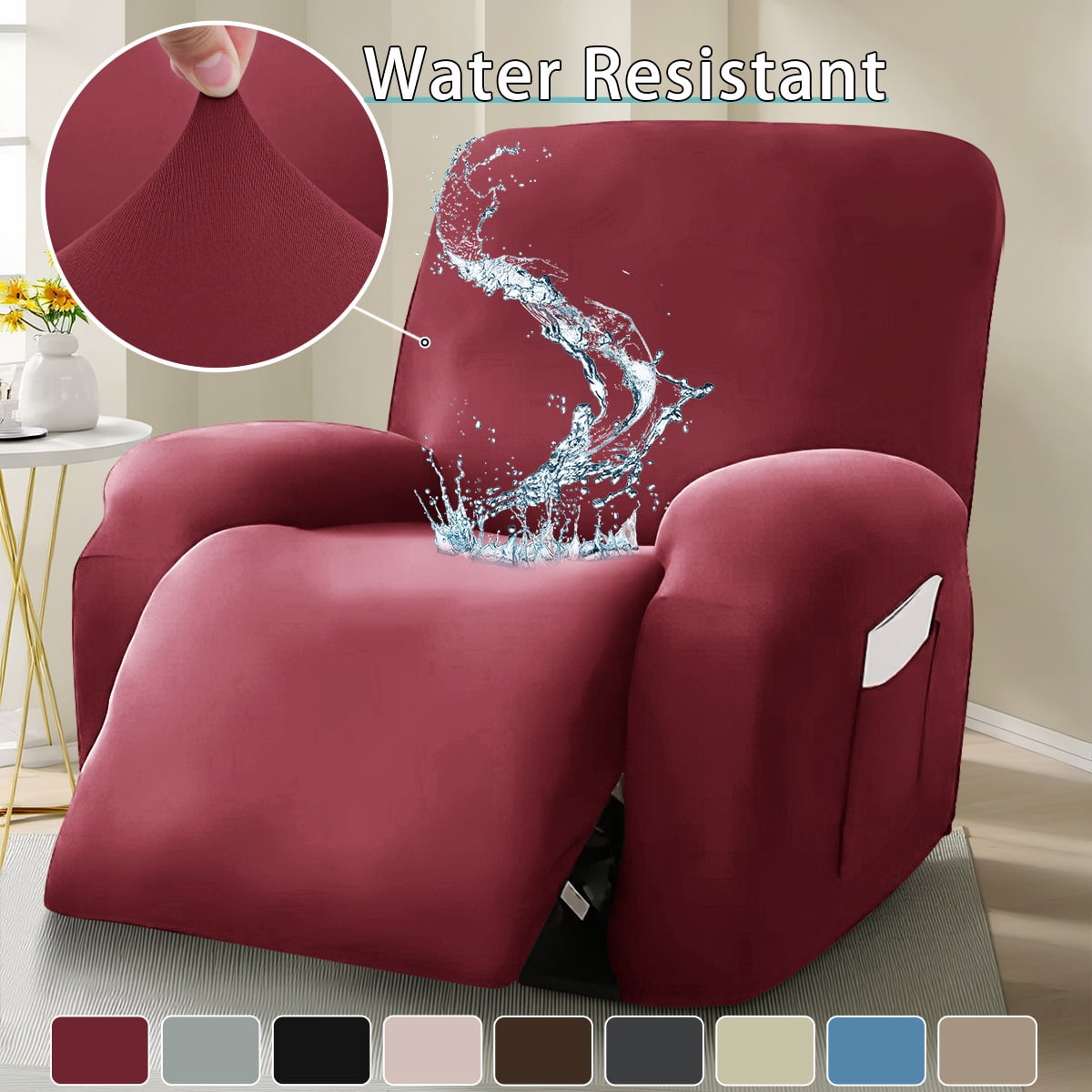 Solennerer Waterproof Recliner Loveseat Cover,Stretch Reclining Sofa Covers with Pockets,Washable Lazy Boy Recliner Slipcovers,Leakproof Couch Protector for Kids, Pets, Dog and Cat