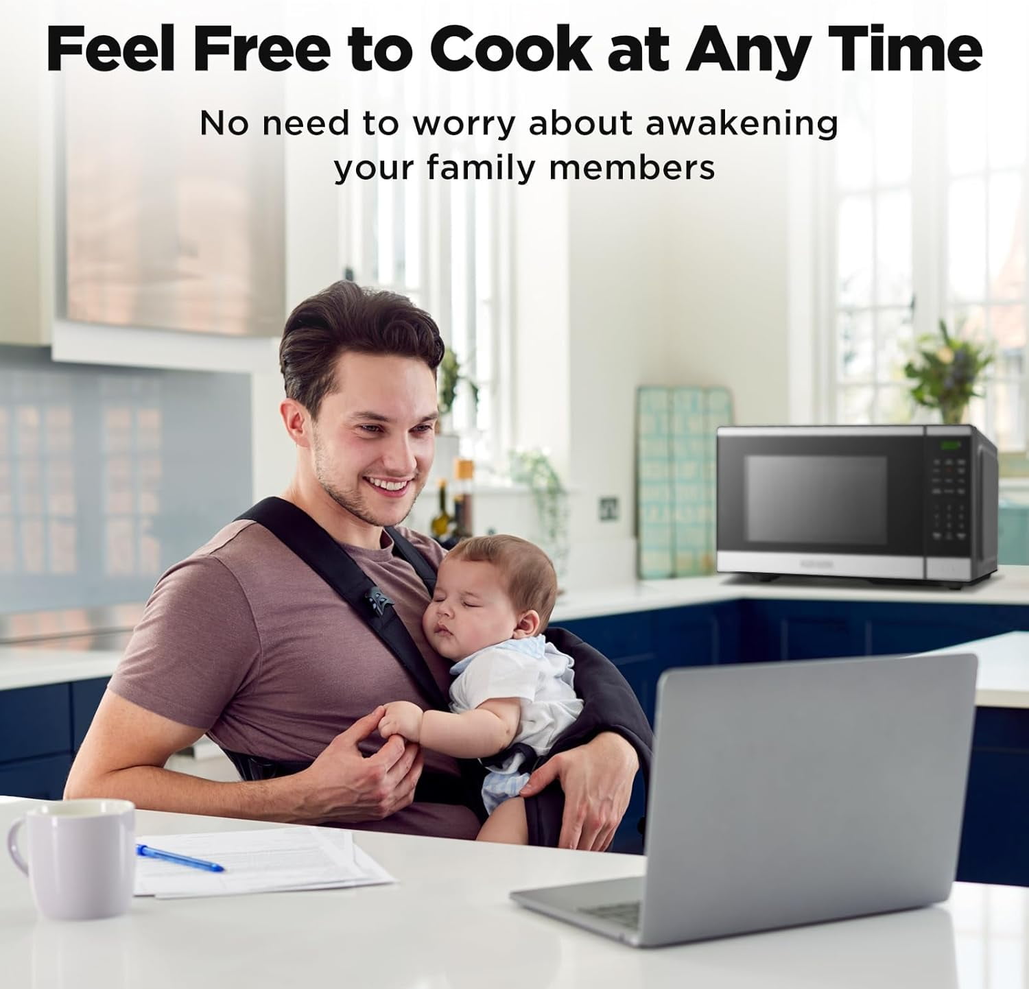 Open Box BLACK+DECKER 0.9 Cu Ft Microwave Oven Countertop , 6 Auto Menus, 10 Power Levels, Digital Panel, 900W
