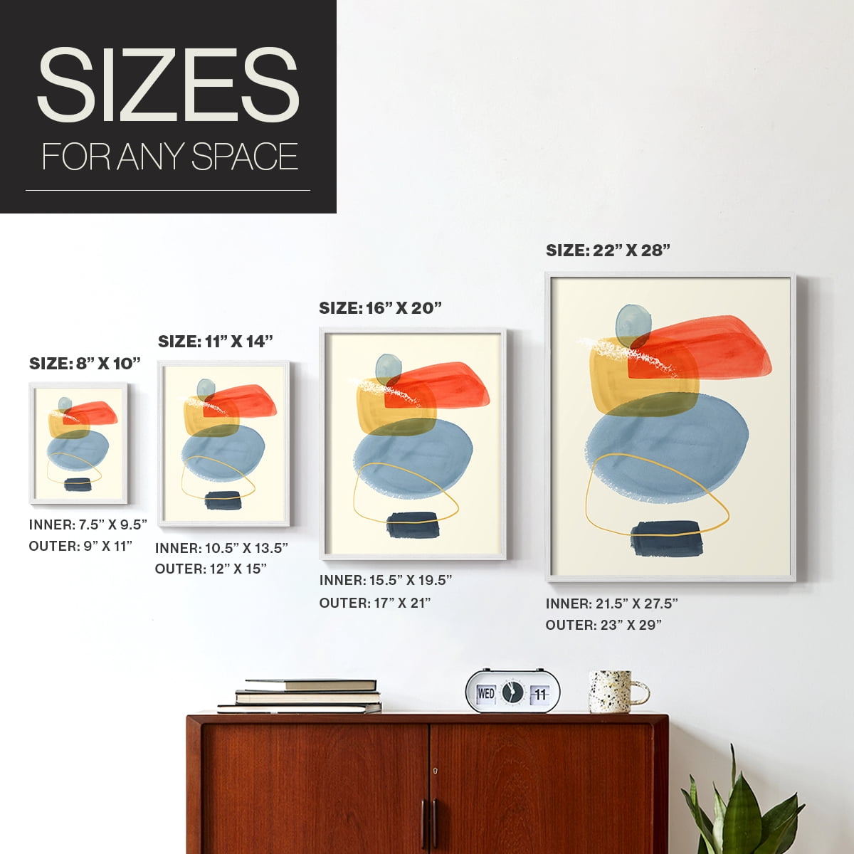 Bright Color Bundle I Framed Print in White Solid Wood Framed Print No Nail Hanging