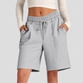 thumbnail image 2 of Womens Athletic Shorts, Audhol Women's Solid Color Comfortable Loose Cotton Shorts Casual Pants Drawstring Sports Pants Sweat Shorts Women Grey XL, 2 of 8