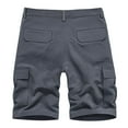 thumbnail image 6 of Work Shorts Men Casual Solid Zipper Button Pockets Elastic Waist Cropped Cargo Shorts Shorts for Work Men Dark Gray 2XL, 6 of 8