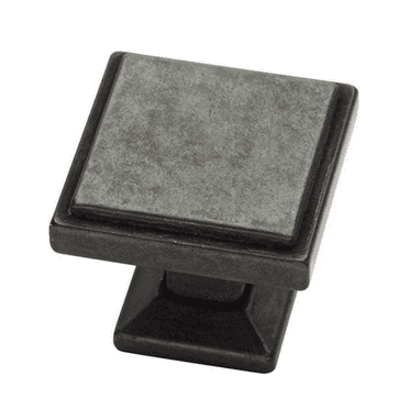 Liberty P37502C-SI 28mm 1 1/8" Classic Square Cabinet Knob Soft Iron Finish