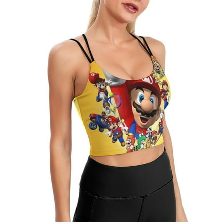 Super Mario Sports Bra For Women Padded Crop Top Camisole Yoga Tank Top Vest Workout Tops Racerback With Built In Bra Activewear Fitness Gym