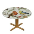 thumbnail image 3 of JEUXUS  Round Table Cloth Watercolor Bird Tablecloth Elastic Edge Fitted Table Cover Fits Tables Up to Diameter, 3 of 7