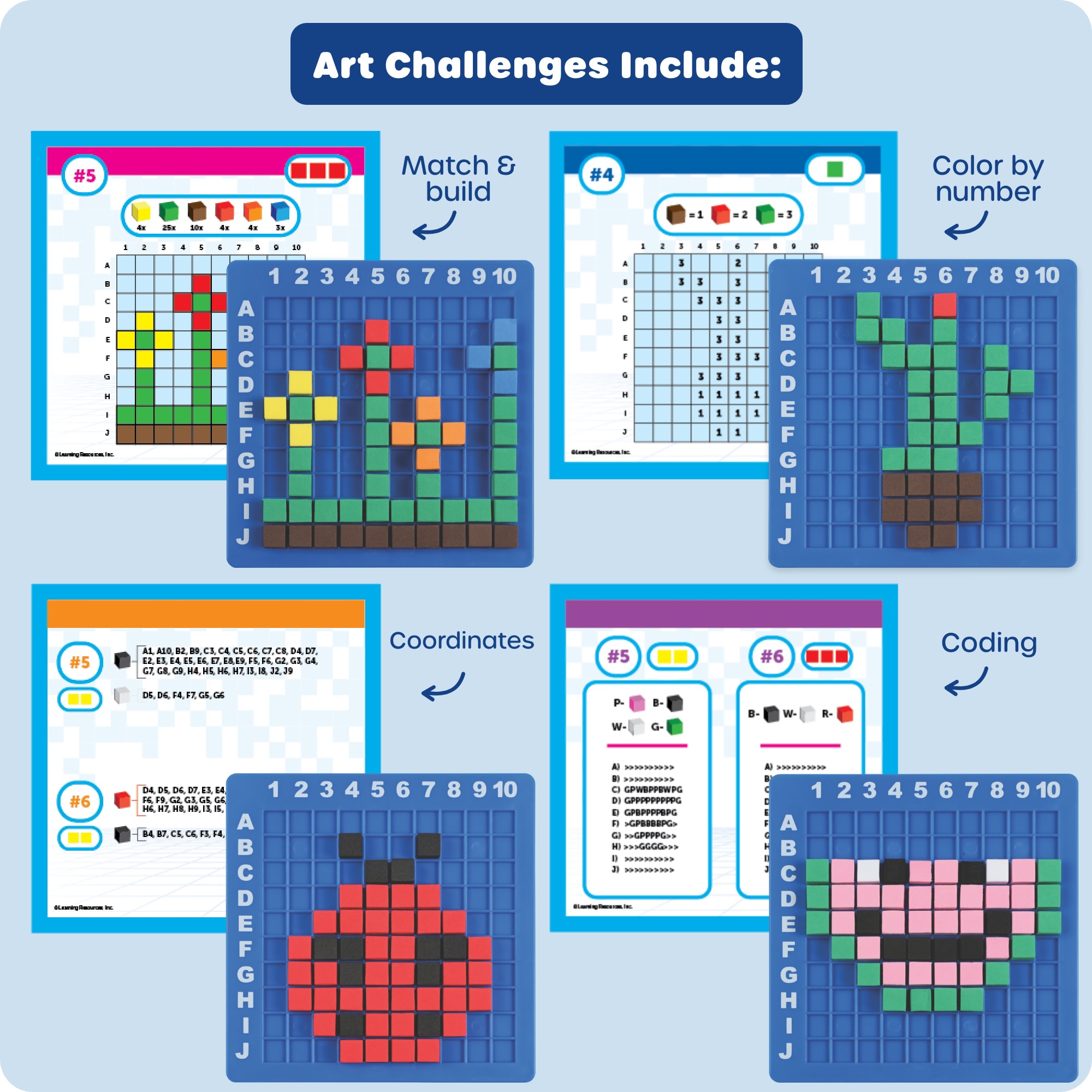 Learning Resources STEM Explorers Pixel Art Challenge - Science & STEM Activity Sets for Kids, Ages 5+