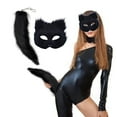 thumbnail image 2 of TAIAOJING Halloween Cat Therian Mask and Tail Set Animal Mask Furry Mask, Cat Half Mask for Masquerade, 2 of 9