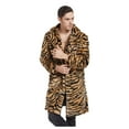 thumbnail image 3 of Bnwani Men Jacket Winter Faux Leather Men Leopard Warm Fashion Outdoor Woolen Faux-Fur' Coat Collar Overcoat Khaki Size 2xl, 3 of 9