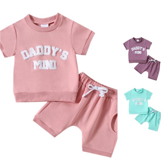 HCYSFG Girls Graphic Print Outfit Sets 2 Piece Crewneck Short Sleeve T Shirt And Shorts Clothing Sets Side Pockets Ribbed Matching Sets