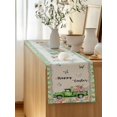 thumbnail image 5 of Table Runner 108 Inches Long for Kitchen Dining, Easter Dresser Scarf Farmhouse, Dining Table Decorations for Wedding/Parties, Spring Truck Rabbit Flowers Eggs Green Check 13 x 108 In, 5 of 8
