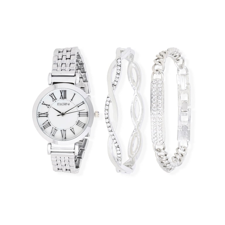 Elgin Women's Silver Mother of Pearl Analog Watch Set photo 2
