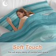 thumbnail image 4 of 3 Piece Teal Turquoise Aqua Ombre Duvet Cover Set Twin Size,Microfiber Comforter/Quilt Cover with Corner Ties and 2 Pillowcases,Contemporary Abstract Lines All Season Soft Bedding with Zipper Closure, 4 of 8