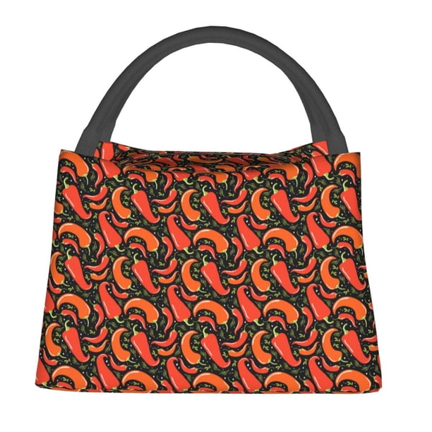Easygdp Red Hot Chili Bolsa de Almuerzo Insulada Reutilizable, Bolsa de Mano y Bandolera para Oficina, Trabajo, Viajes