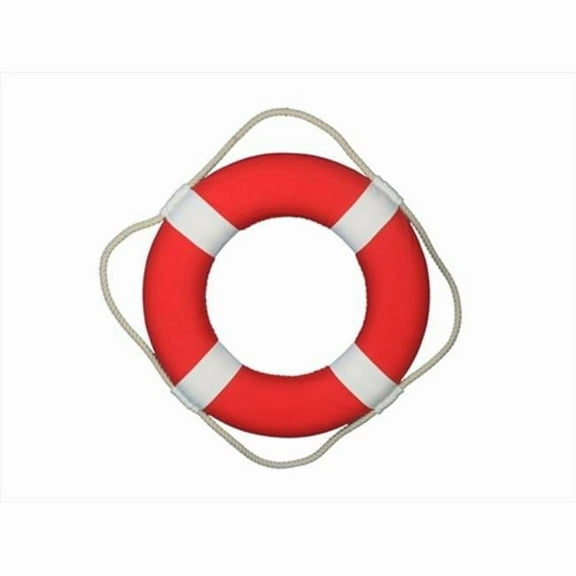 Handcrafted Model Ships N-LF-SolidRed-15 Vibrant Red Decorative Lifering With White Bands 15 in.