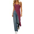 thumbnail image 2 of IUYRTFE Women's Square Neck Sleeveless Asymmetrical Hem Long Tank Top Slim Fit Casual Summer Tunic, 2 of 7