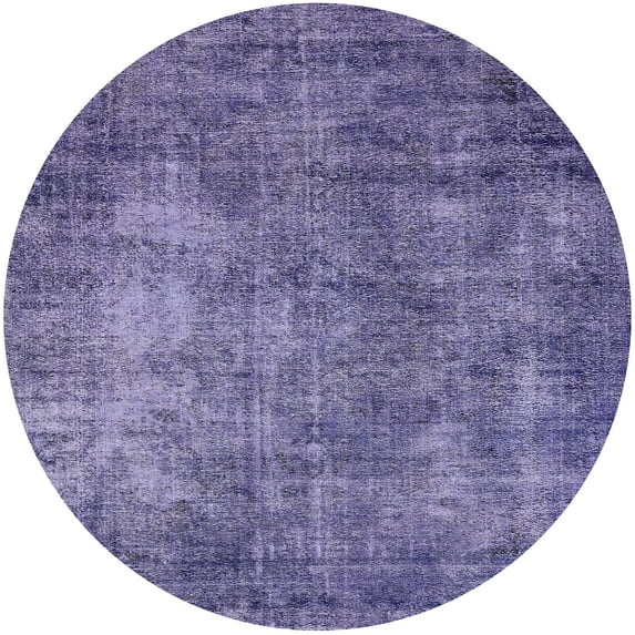 Ahgly Company Indoor Round Mid-Century Modern Purple Purple Oriental Area Rugs, 4' Round