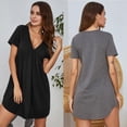 thumbnail image 4 of Women's Solid Color Short-sleeved Casual Plus Size Pajamas And Home Service, 4 of 7