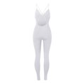 thumbnail image 6 of Usmixi Jumpsuits for Women Sexy Back Hollowed Soft Knitted Ribbed Slim Strap Sports Yoga Long Jumpsuits Overalls Summer Formal Solid V-Neck Sleeveless Maxi Rompers White l, 6 of 6