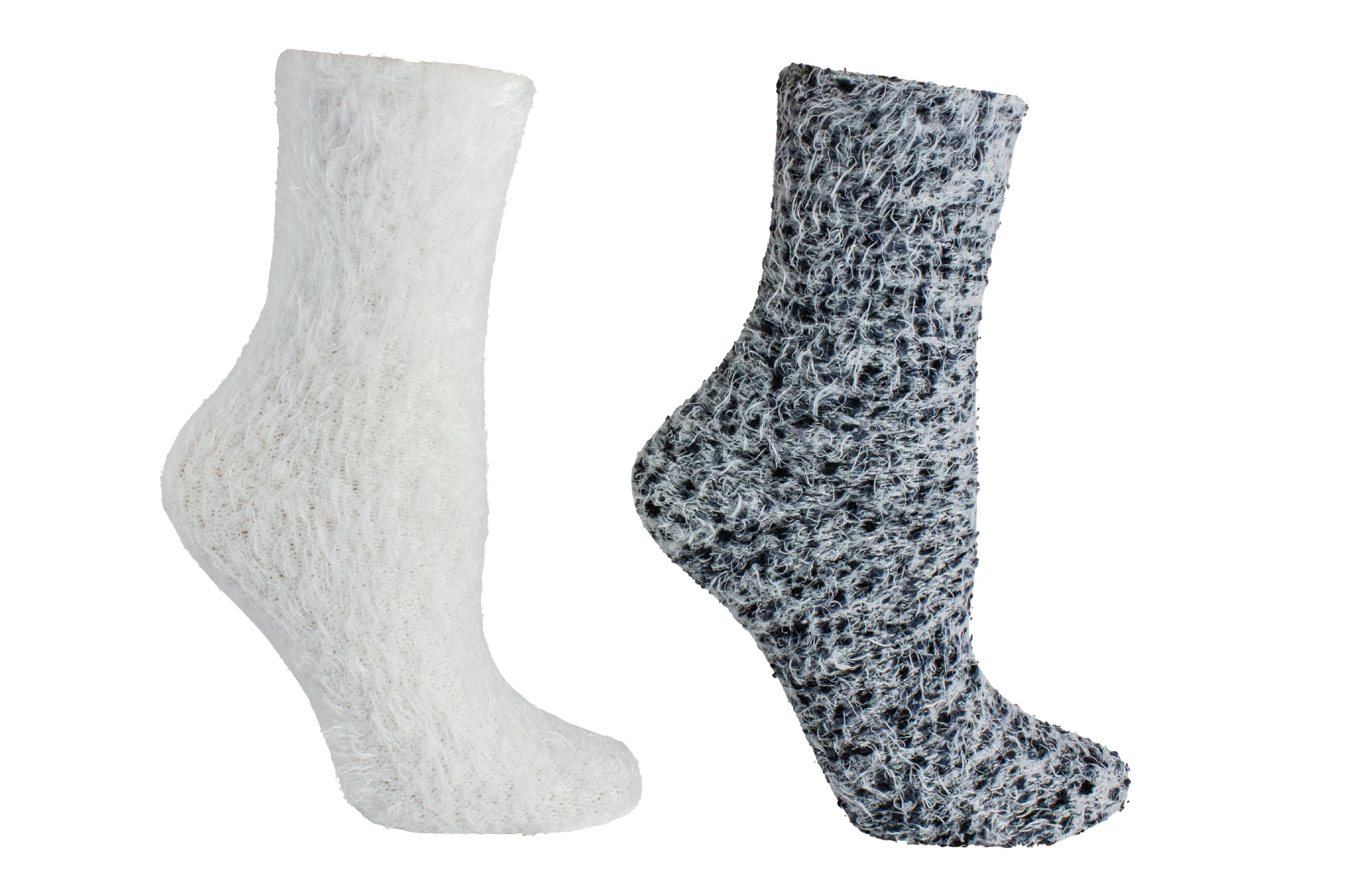 2 Pair Pack Fuzzy Lavender Infused Slipper Socks White,One Size