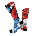 thumbnail image 6 of 4th of July 250th Anniversary Patriotic Socks for Women, Independence Day USA Flag Theme Crew Socks, Red White Blue Color Blocked Striped Middle Socks for Adult (1 Pair, 1776-2026), 6 of 6