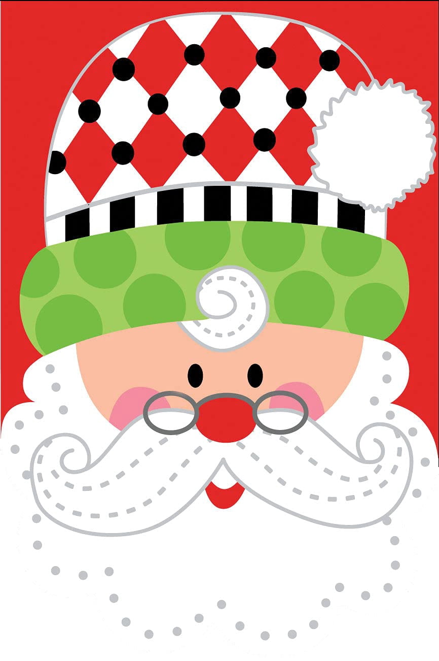 Happy Santa - Garden Size, Embroidered Applique Style, Double Sided ...