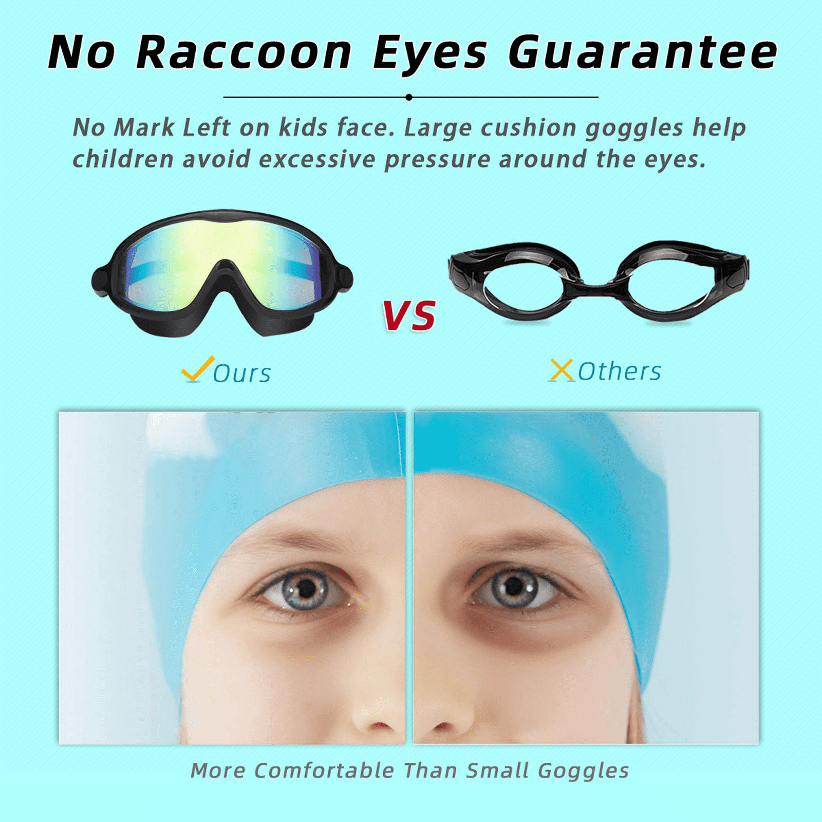 Swim Goggles 2 Pack, Kids Swimming Goggles with Earplugs&Nose Clip Wide View Anti-Fog/UV