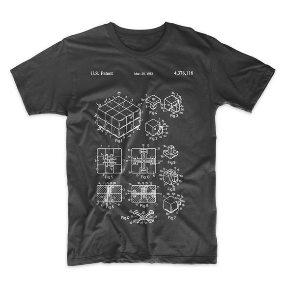 Mighty Circus Rubik's Cube Patent T-Shirt - Black, Large