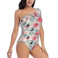 thumbnail image 3 of Gaeub Roses and Butterflies Women's One Shoulder Ruffle Tummy Control Swimwear for Swimming Surfing Beach Party - Small, 3 of 8