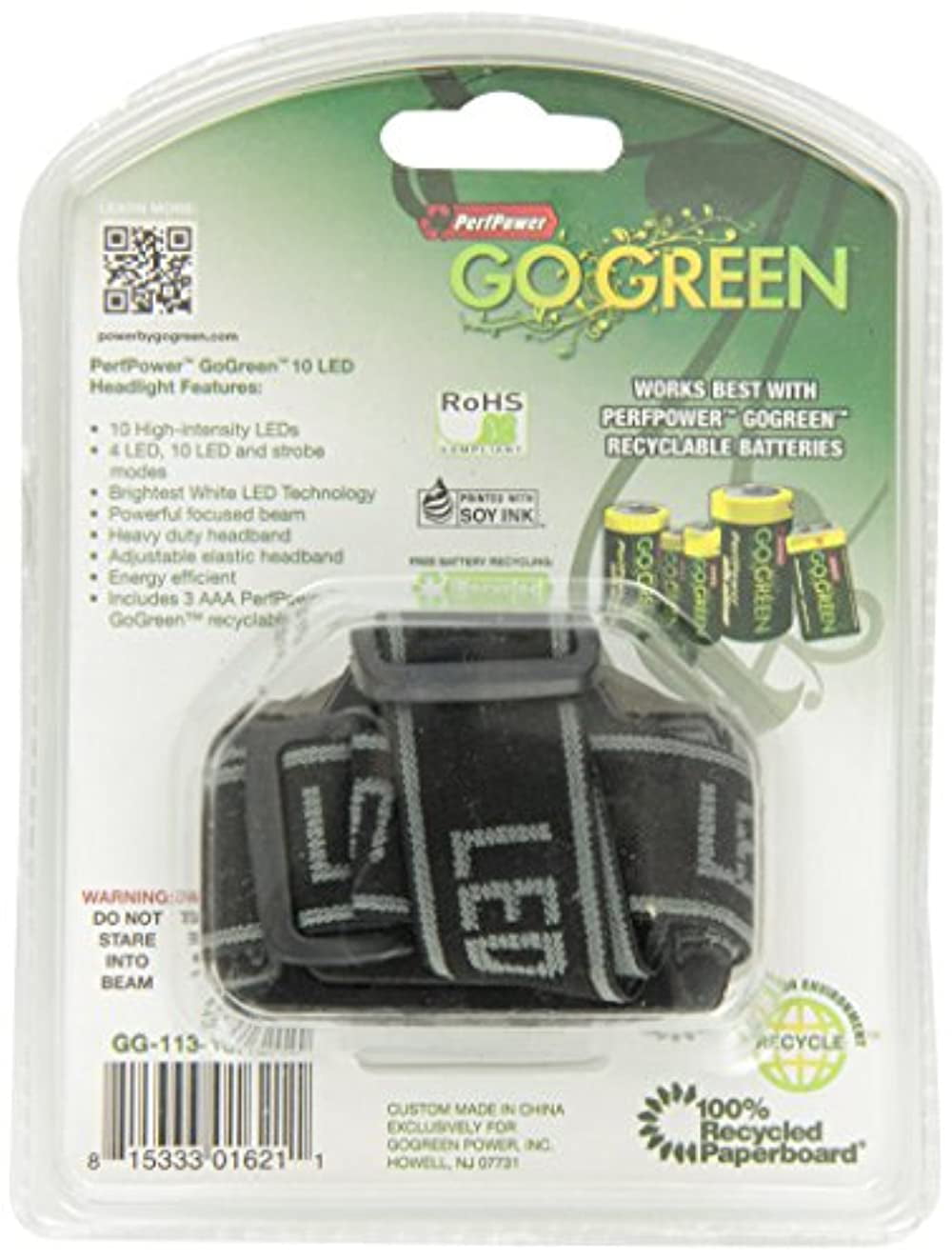 Perfpower Go Green GG-113-10HLBL 10 Led High Intensity Headlamp Head Band