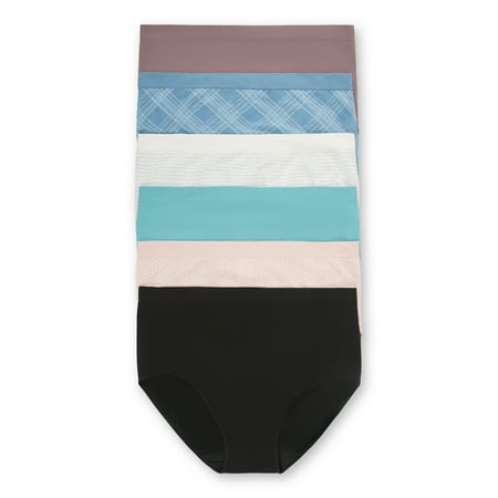 Joyspun Women’s Seamless Brief Panties, 6-Pack, Sizes XS-XXXL