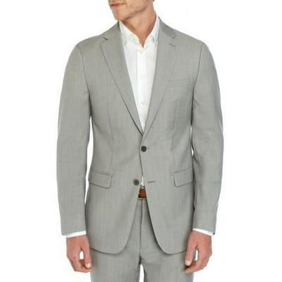 Calvin Klein Mens Slim-Fit Stretch Suit Jacket Blazer Light Grey 44L