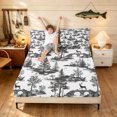 thumbnail image 3 of Manfei Woodland Moose Queen Sheets, Countryside Botanical Queen Sheet Sets, White Gray, 4pcs, 1 Flat Sheet, 1 Fitted Sheet and 2 Pillowcases, 3 of 6