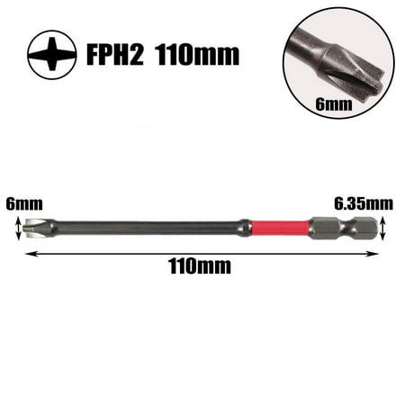 

65-110Mm Magnetic Special Slotted Cross Screwdriver Bit For Electrician Fph2 Red