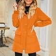 thumbnail image 4 of YDFCWXW Long Rain Coat for Women Packable Rain Jacket Womens Waterproof Raincoat Lightweight Hooded Windbreaker Trench Coat Orange, L, 4 of 7