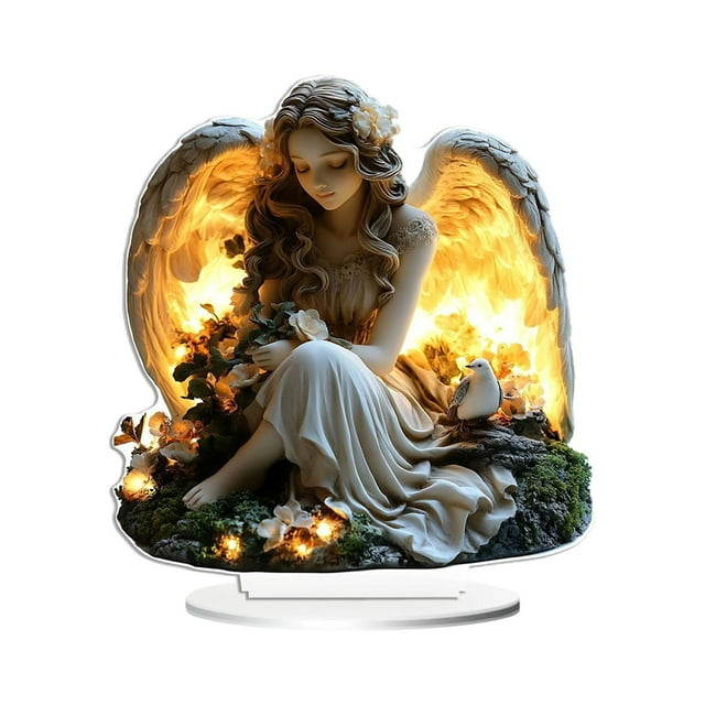 Letrero de mesa de ángel de cuento de hadas con alas, 18 x 19 cm, ligero, para Navidad Estilo B