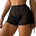 thumbnail image 2 of Women's Solid Mesh Cover Up Pants Beach Shorts S-XXL, 2 of 9