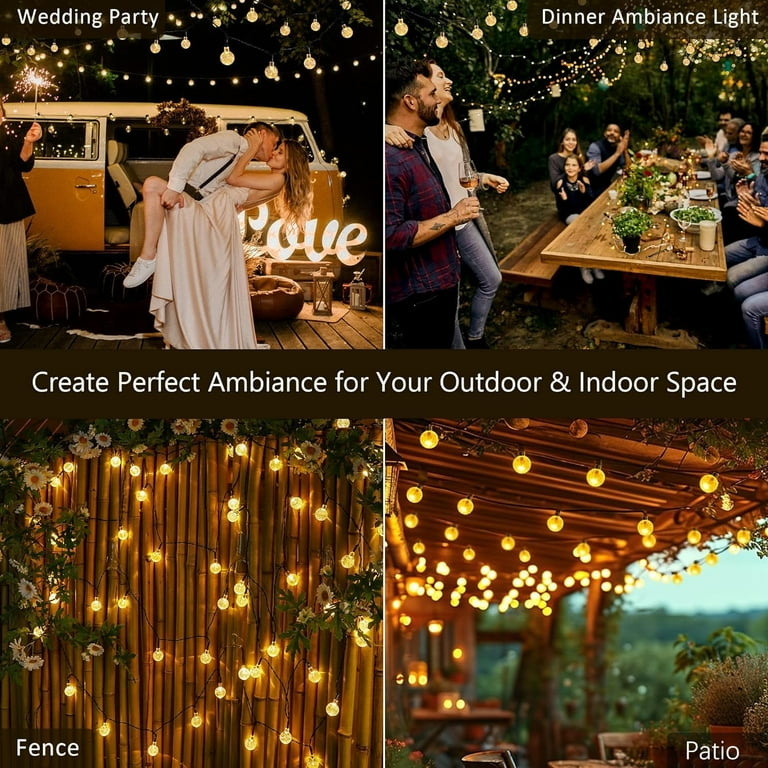 Garden Patio Solar Powered String Lights 20 Ft 30 LED Crystal Balls Warm White color Garden Patio Solar Powered String Lights 20 Ft 30 LED Crystal Balls Warm White color